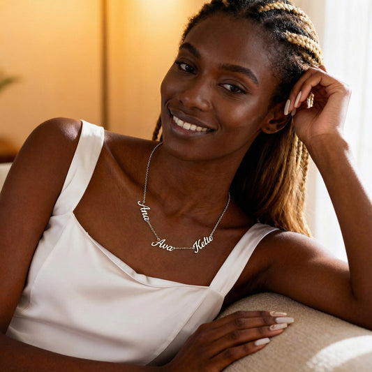 Personalized Name Necklace for Mom – Custom Script Charm in Gold or Silver