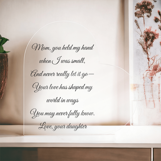 Mother Daughter Heart Acrylic Keepsake Block – A Gift She'll Display Forever