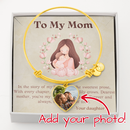 To My Mom – Heart Bangle Bracelet from Daughter