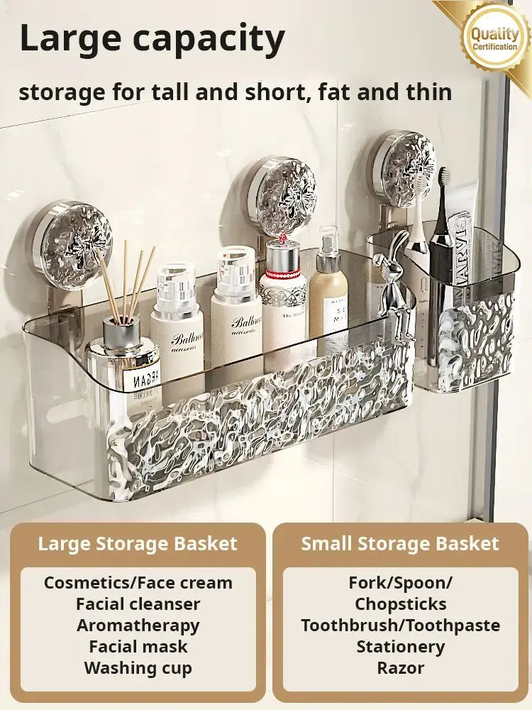 Suction Cup Wall Shelf – No-Drill Bathroom & Kitchen Organizer