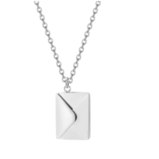 Personalized Love Letter Envelope Necklace – Seal Your Love in Silver