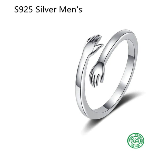 S925 Silver Couple Hug Ring – Embrace Love Always