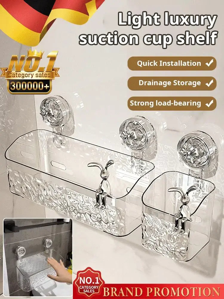 Suction Cup Wall Shelf – No-Drill Bathroom & Kitchen Organizer