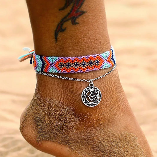 Bohemian Wave Anklets for Women – Handmade Cotton Foot Jewelry