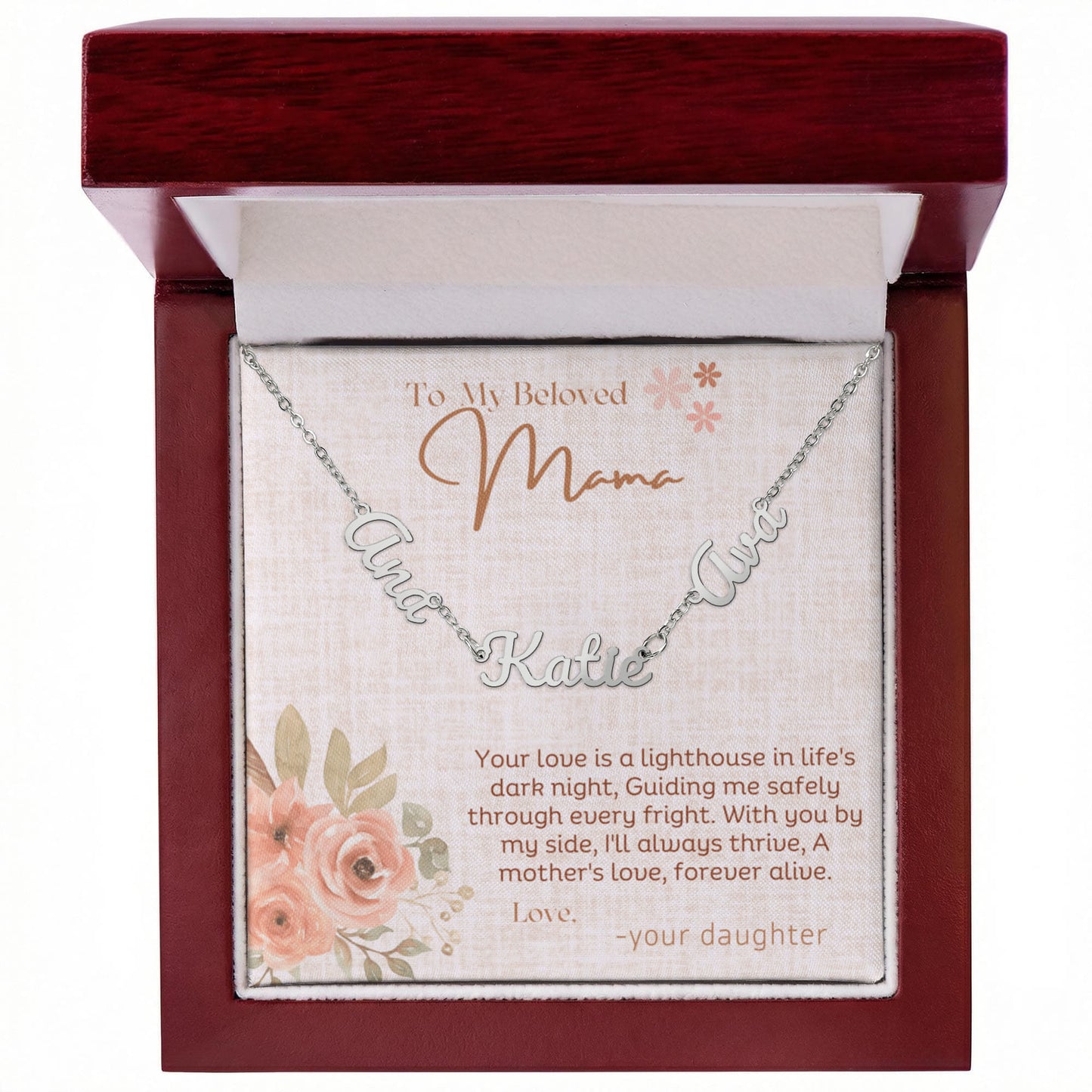 Personalized Name Necklace for Mom – Custom Script Charm in Gold or Silver