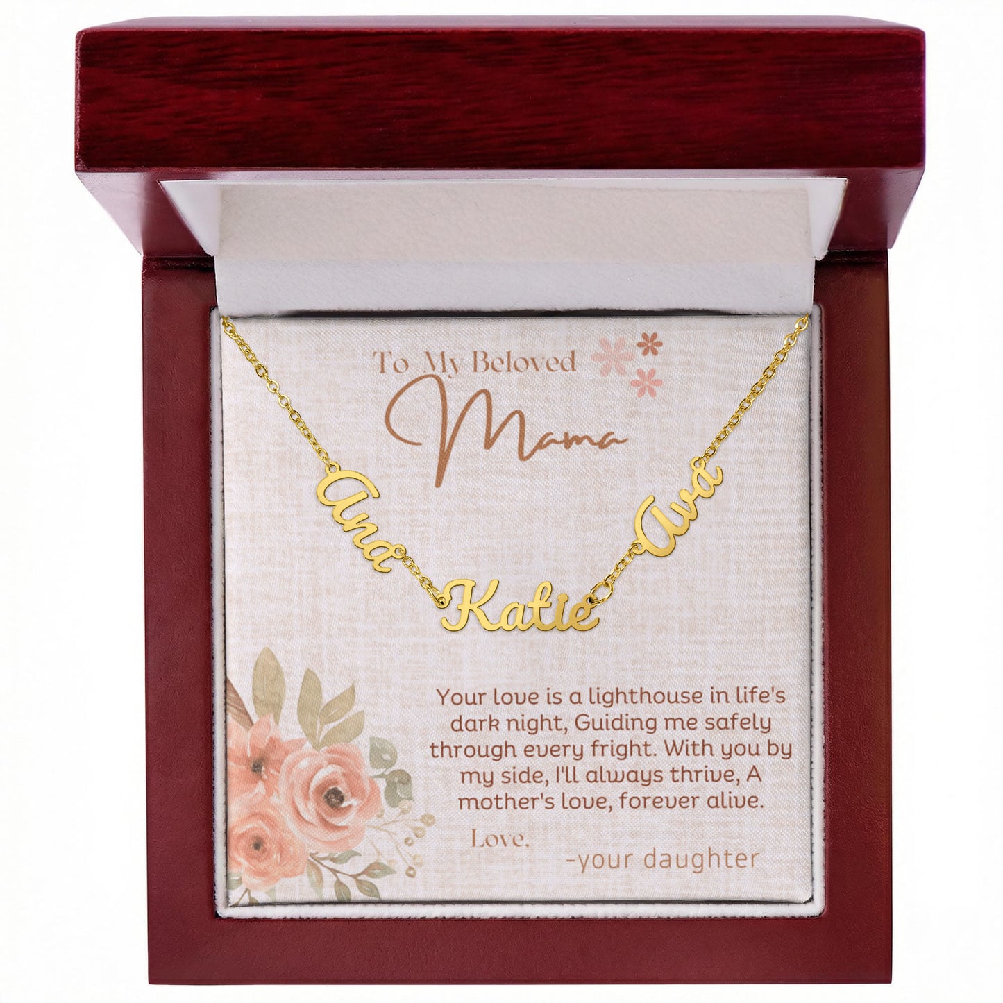 Personalized Name Necklace for Mom – Custom Script Charm in Gold or Silver