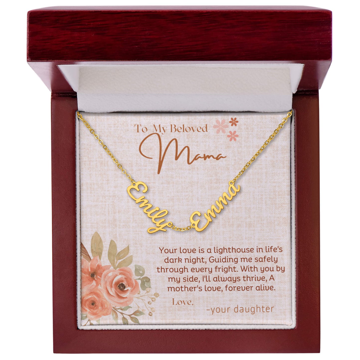 Personalized Name Necklace for Mom – Custom Script Charm in Gold or Silver