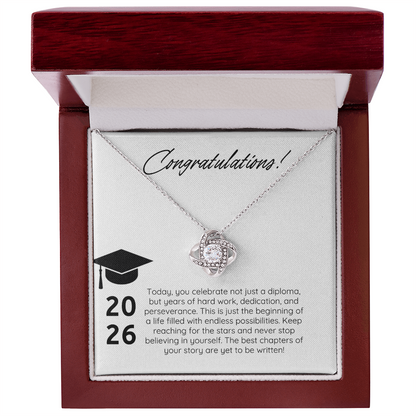 “Forever Connected” Love Knot Necklace Gift for the Graduate
