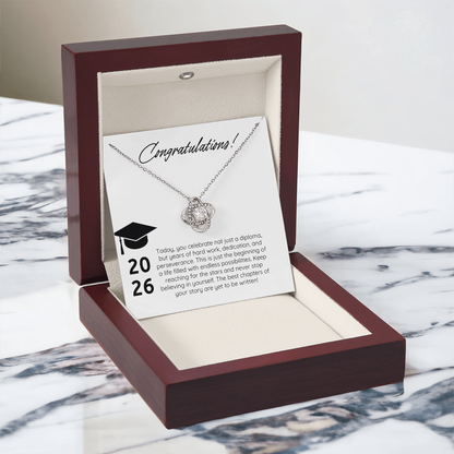 “Forever Connected” Love Knot Necklace Gift for the Graduate