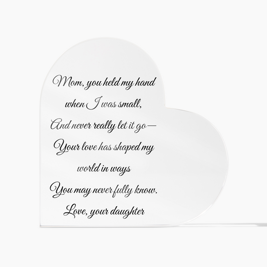 Mother Daughter Heart Acrylic Keepsake Block – A Gift She'll Display Forever