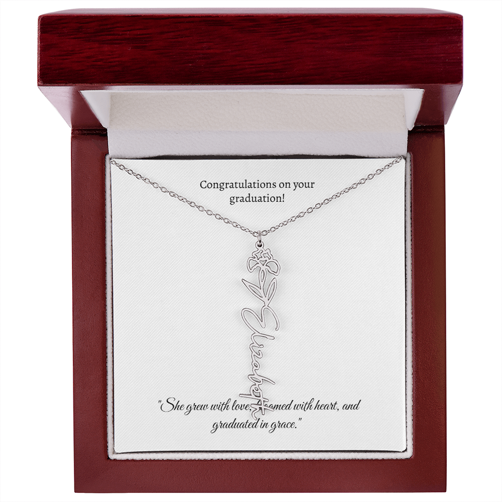 Graduation Personalized Flower Necklace.