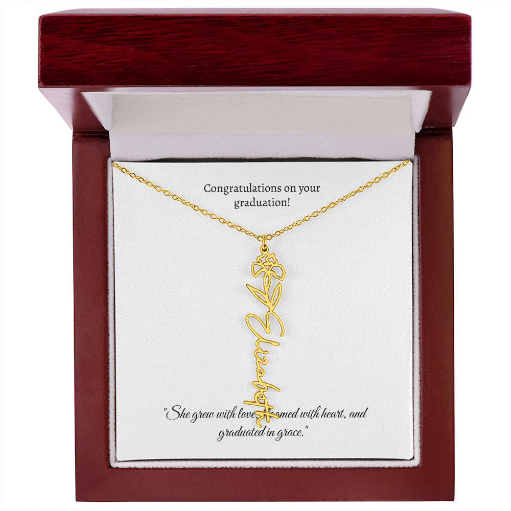 Graduation Personalized Flower Necklace.