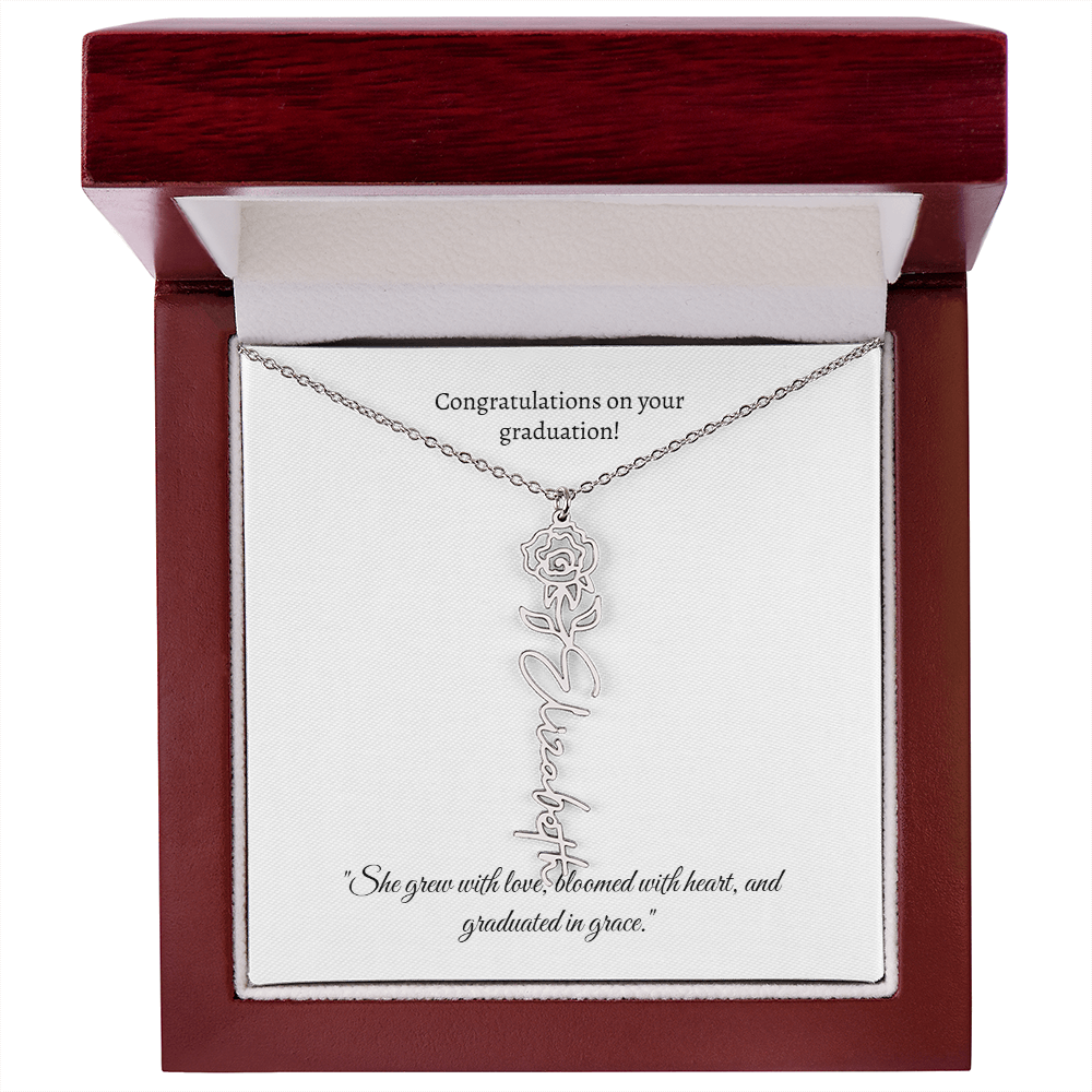 Graduation Personalized Flower Necklace.