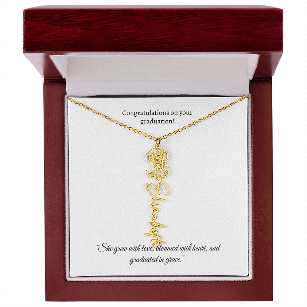 Graduation Personalized Flower Necklace.