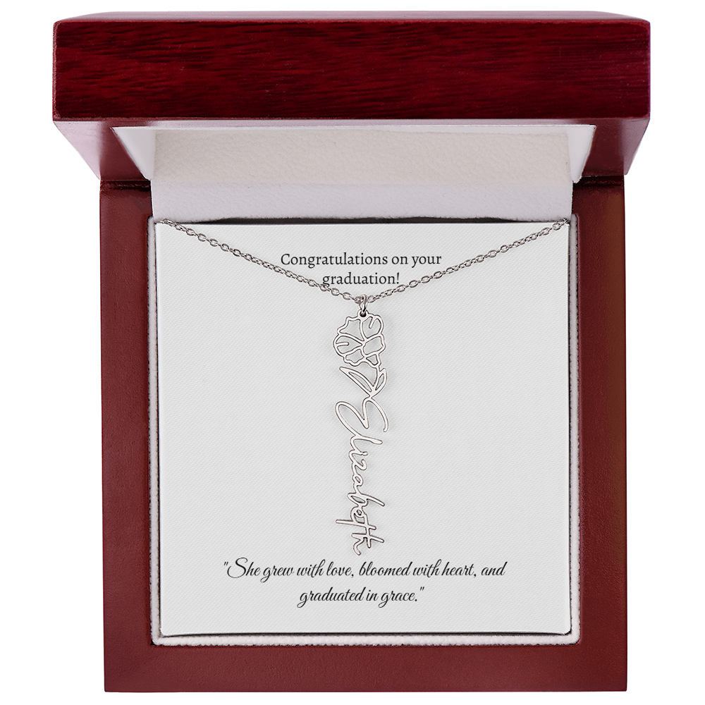Graduation Personalized Flower Necklace.