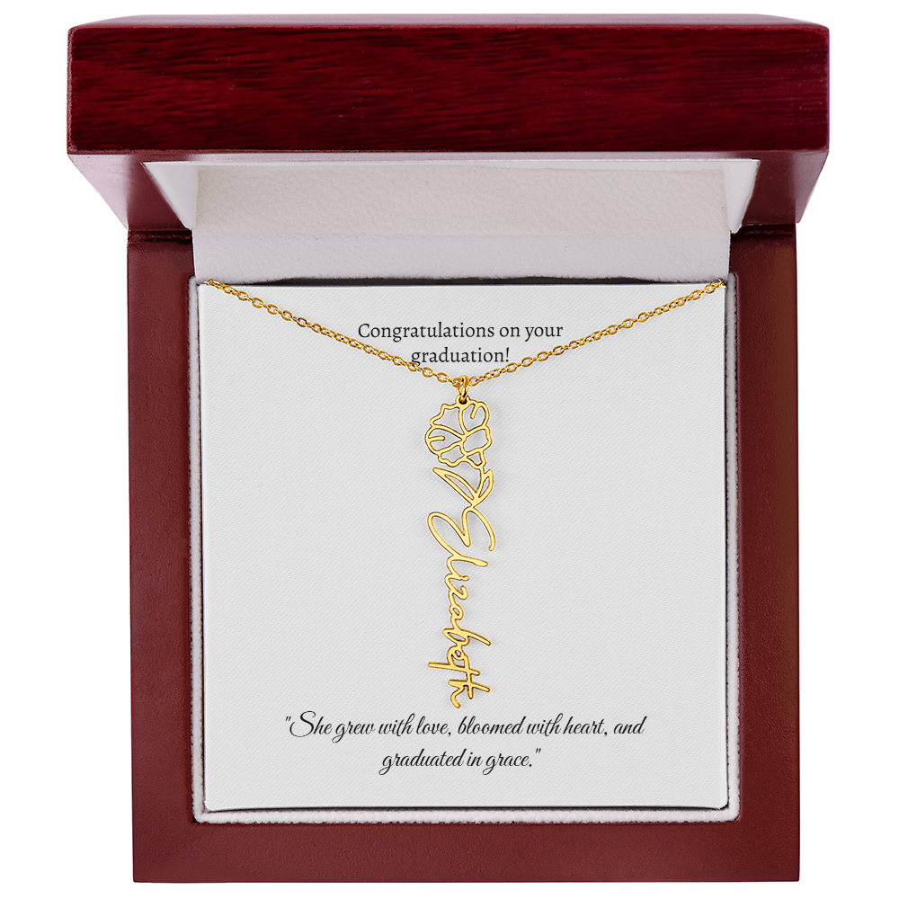 Graduation Personalized Flower Necklace.