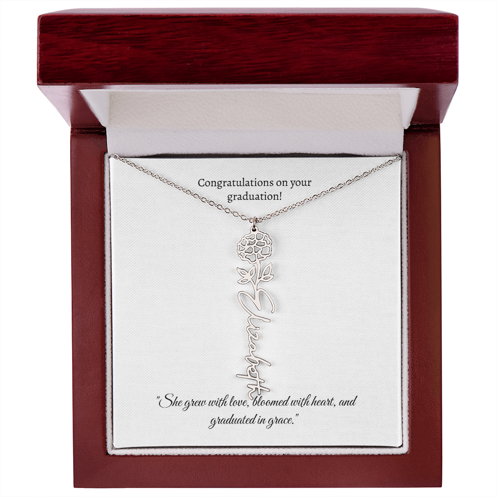 Graduation Personalized Flower Necklace.
