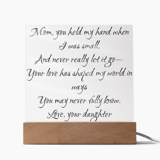 Mom & Daughter Square Acrylic Plaque – A Glowing Tribute to Your Bond