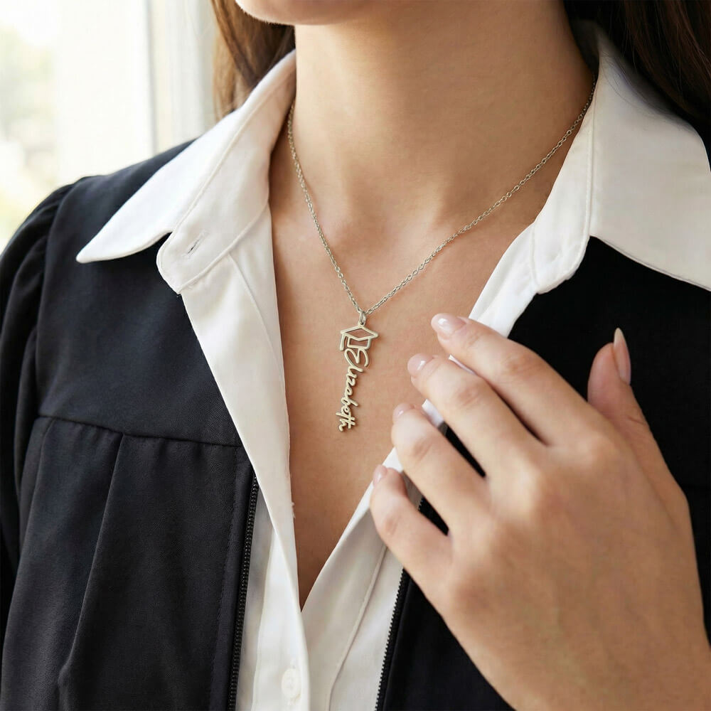 Graduation Gift Name Necklace – Custom Script Pendant