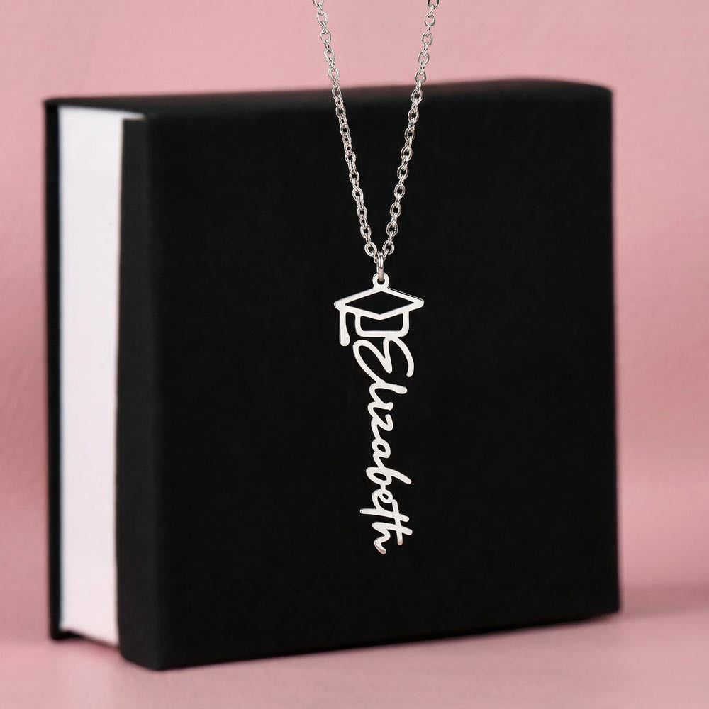 Graduation Gift Name Necklace – Custom Script Pendant