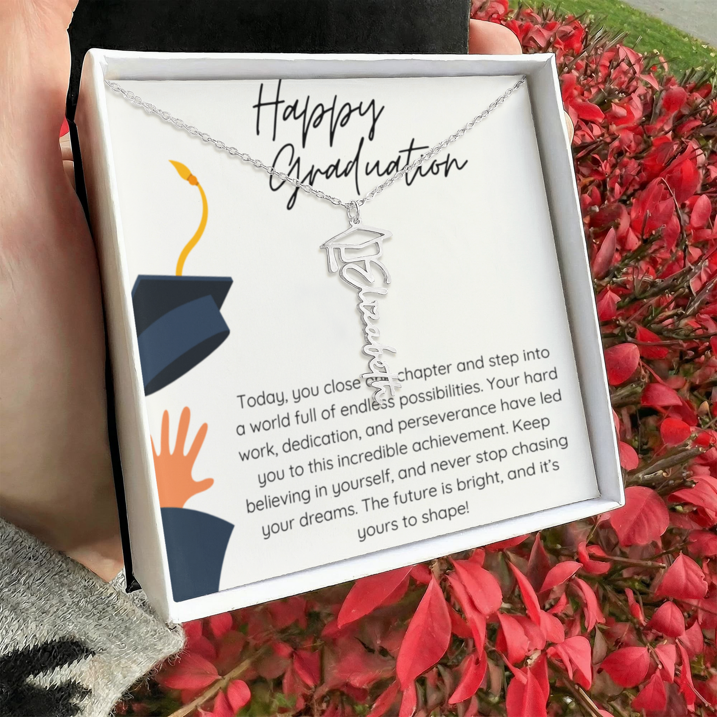 Graduation Gift Name Necklace – Custom Script Pendant