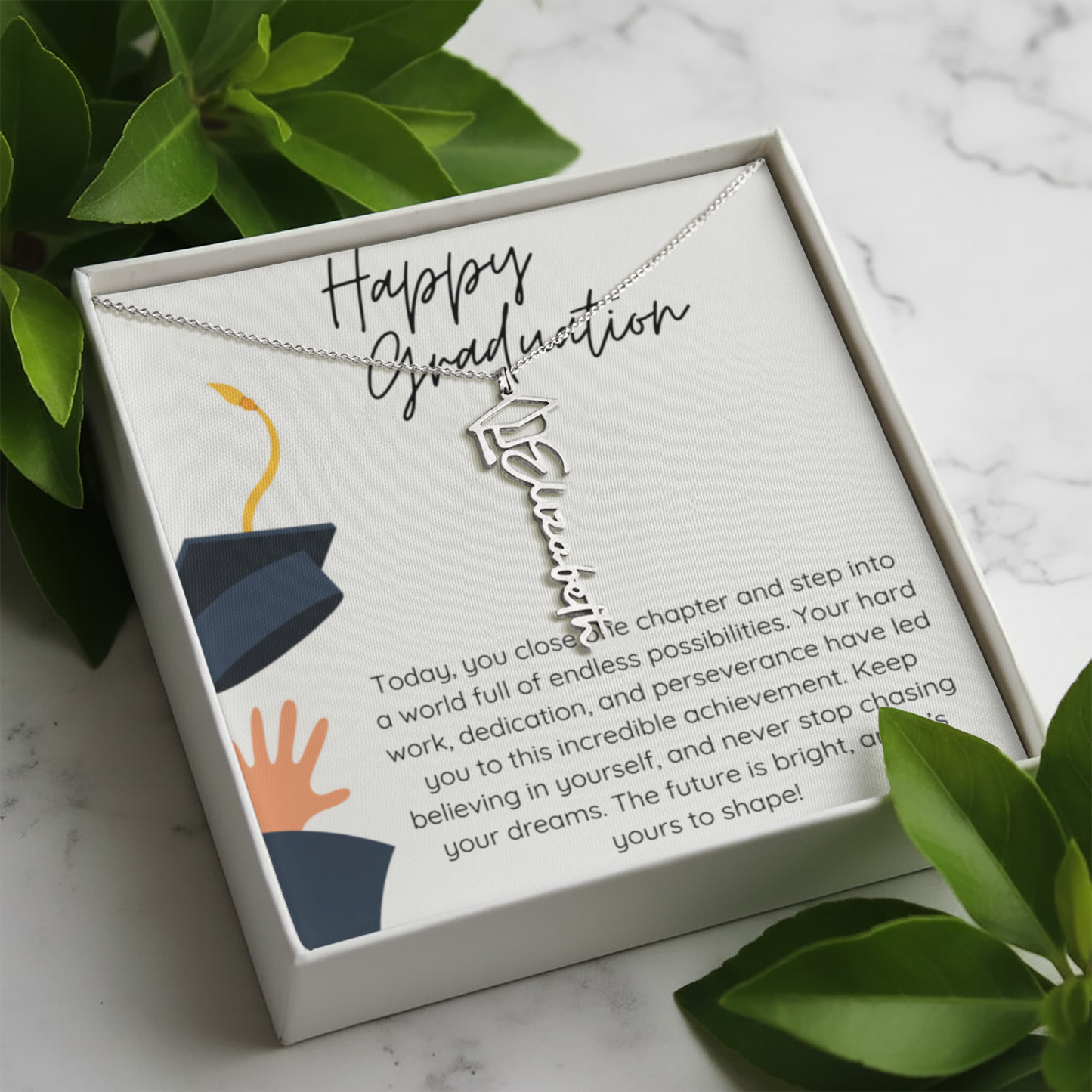 Graduation Gift Name Necklace – Custom Script Pendant