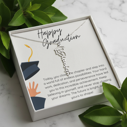Graduation Gift Name Necklace – Custom Script Pendant