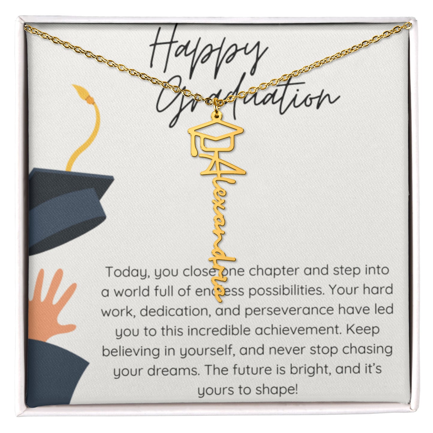 Graduation Gift Name Necklace – Custom Script Pendant