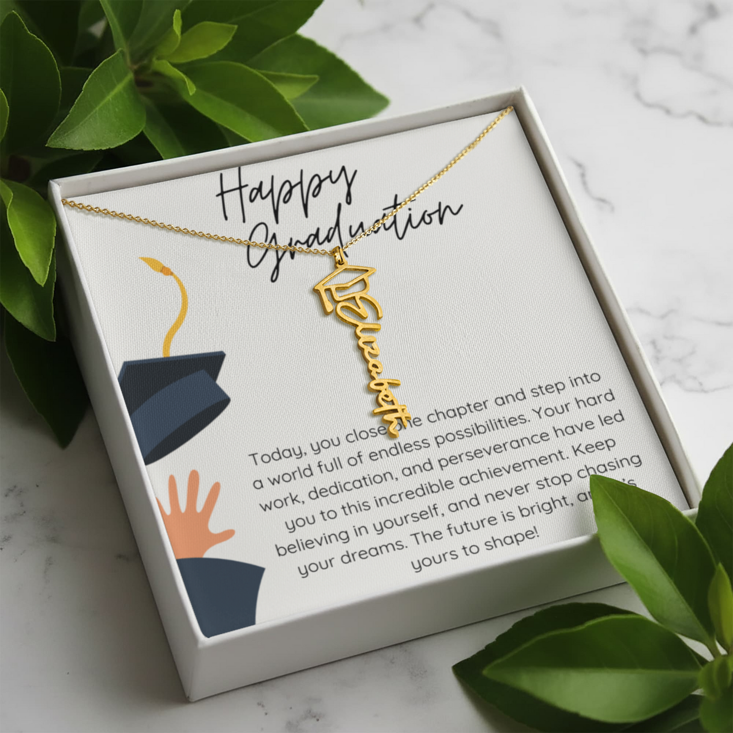 Graduation Gift Name Necklace – Custom Script Pendant