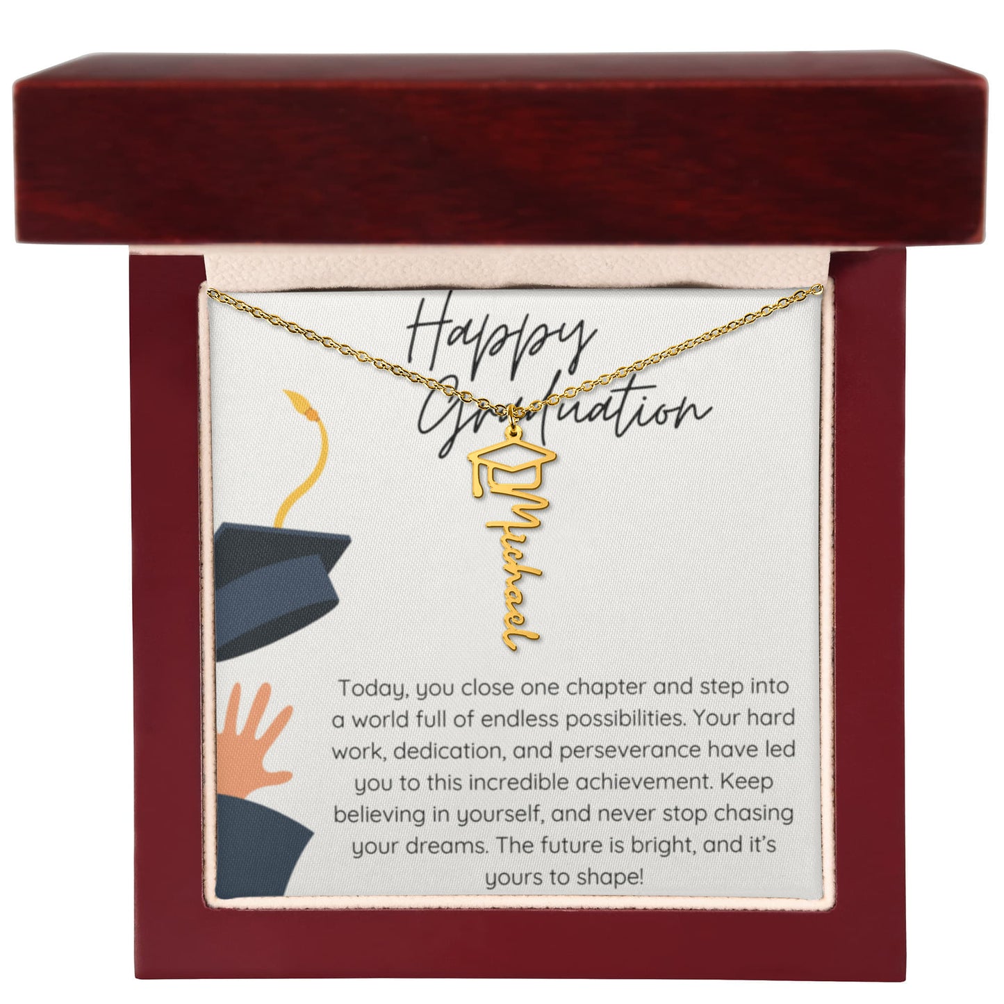 Graduation Gift Name Necklace – Custom Script Pendant