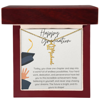 Graduation Gift Name Necklace – Custom Script Pendant