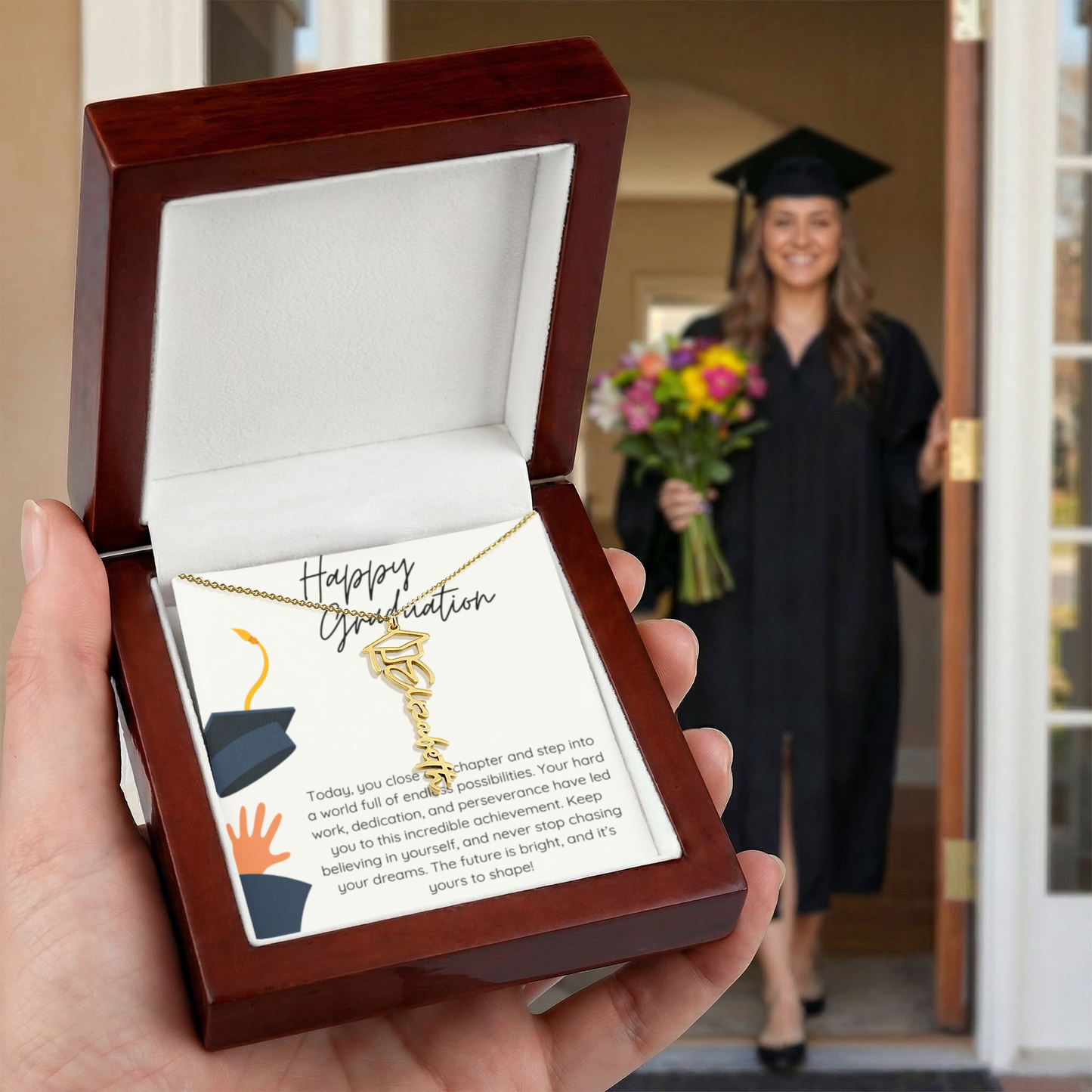 Graduation Gift Name Necklace – Custom Script Pendant