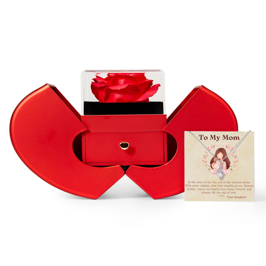 Alluring Beauty Necklace & Rose Heart Box Gift Set for Mom