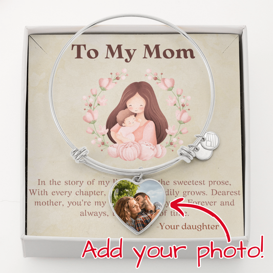 To My Mom – Heart Bangle Bracelet from Daughter